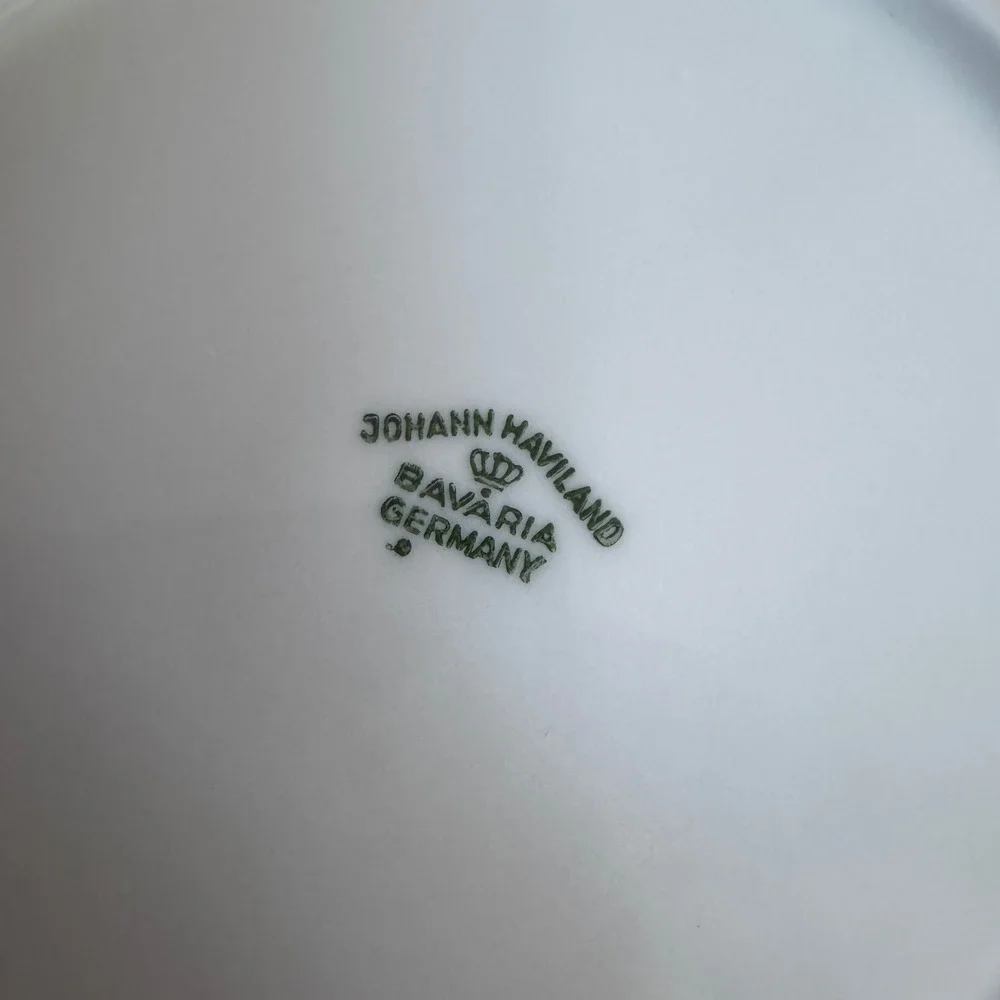 Johann Haviland Blue Garland Serving Bowl Scalloped Gold Trim Fine China 8.25in